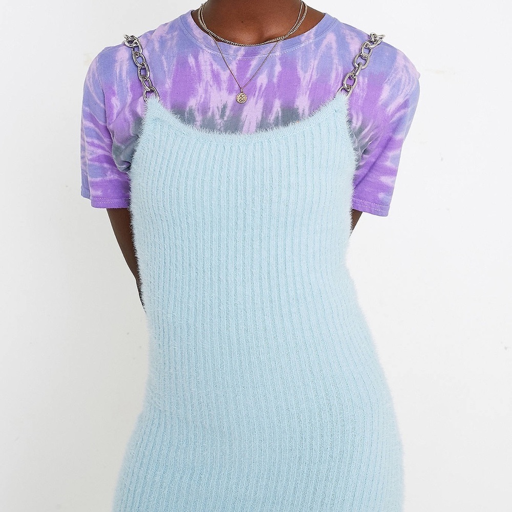 The Ragged Priest Dress Womens XS Chain Strap Fuzzy Light Blue Alternative Mini - Picture 2 of 10